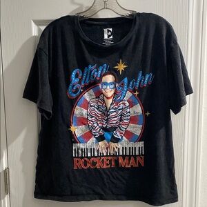 Black Elton John Graphic T-Shirt